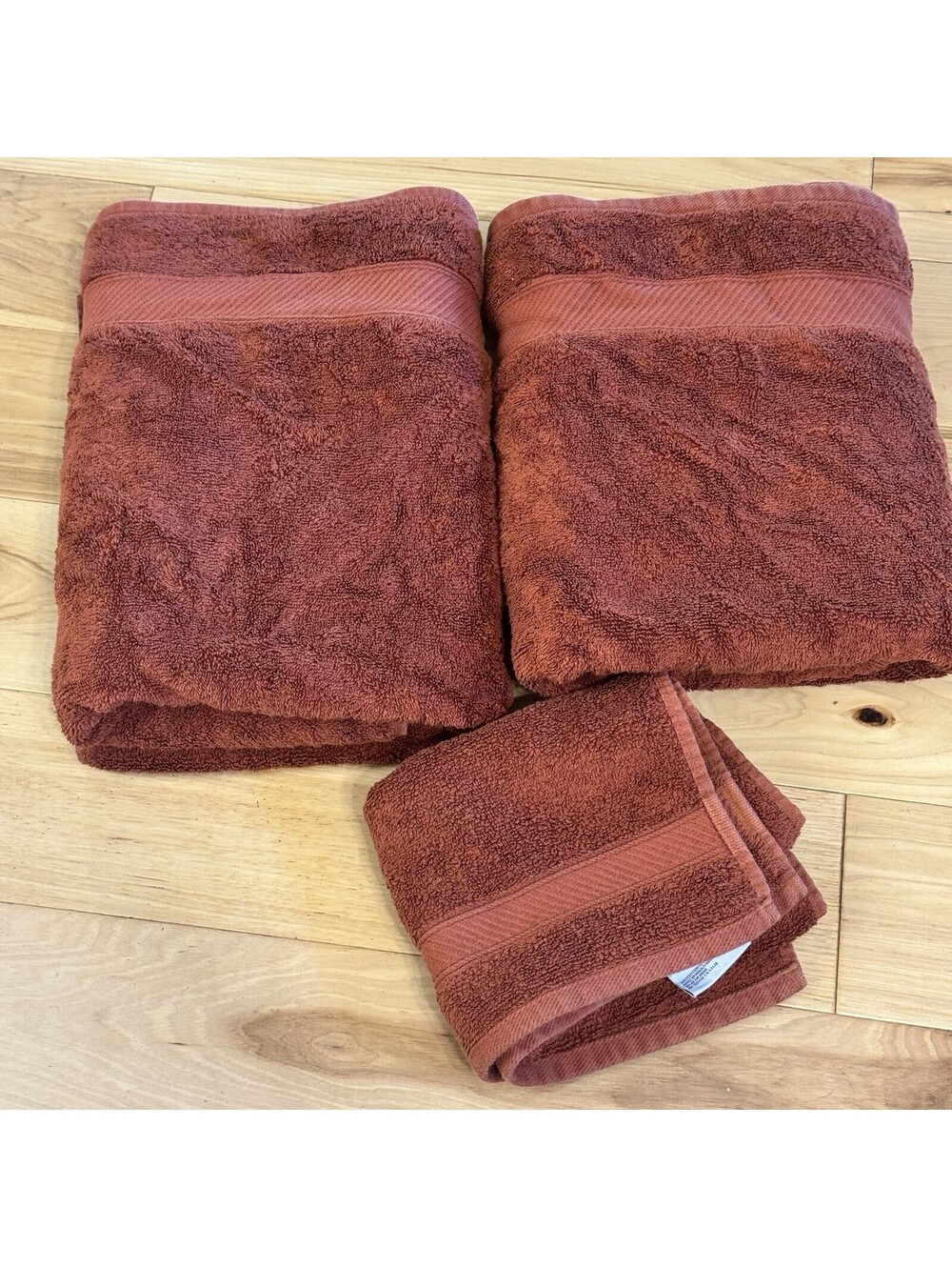 Wamsutta Rust Red Bath & Hand Towel Set 100% Cotton – Set of 3 Bathroom Decor